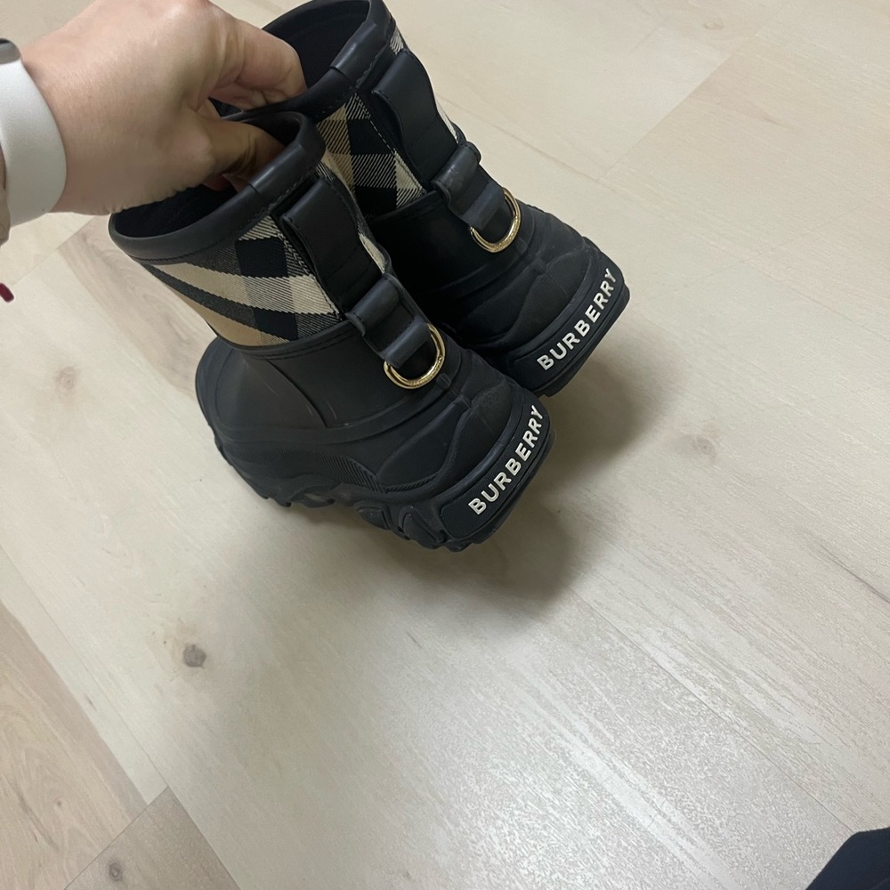 Burberry Black and Cream Check Boots